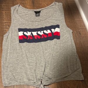 Rue21 Gray Tank Top with SASSY Graphic - Red & Navy
